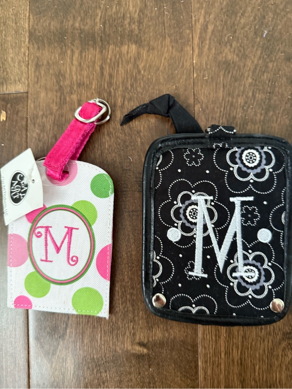 NEW Monogram M Luggage Tags - Pink & Green and Black Floral